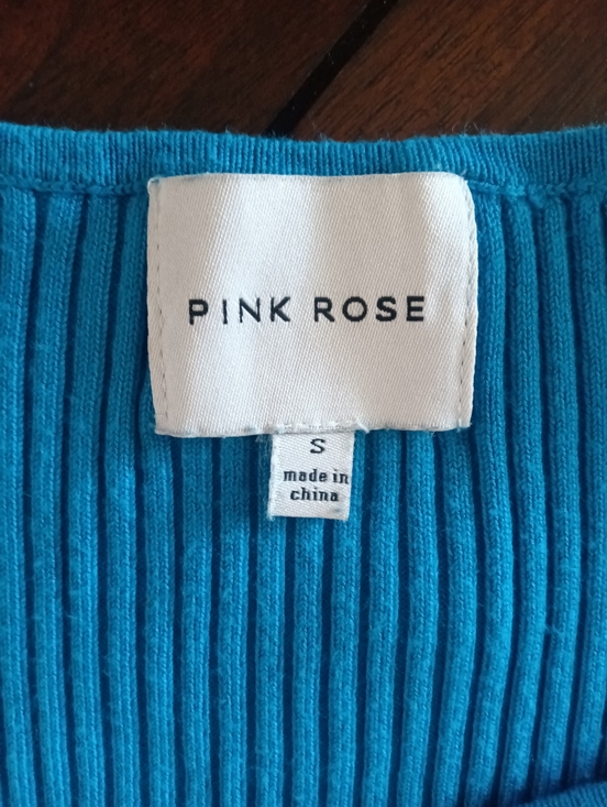 Pink Rose Vibrant Blue Long-Sleeve Ribbed Texture Top Sweetheart Neckline Size S - Picture 4 of 8